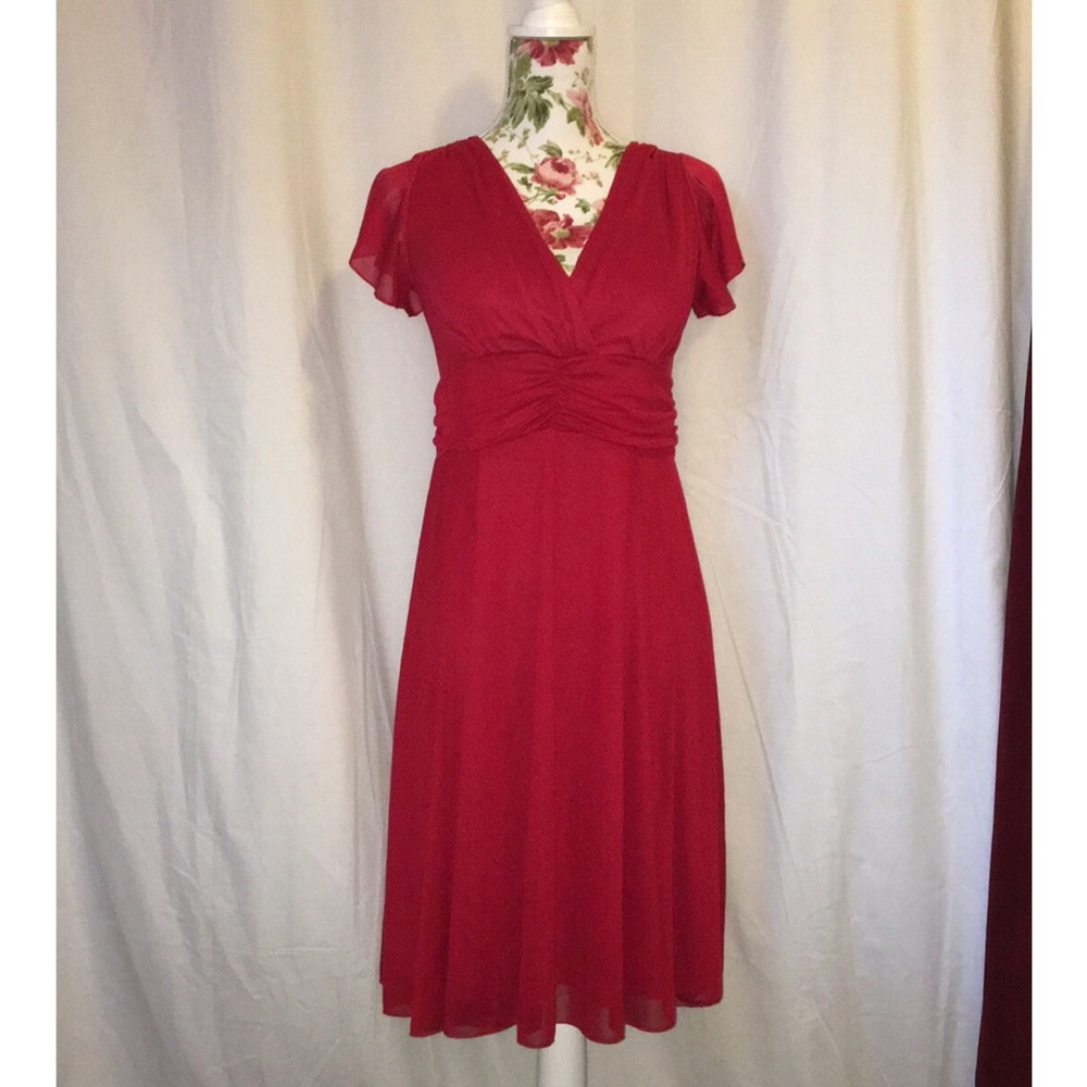Red Dress with Low Cut Chest